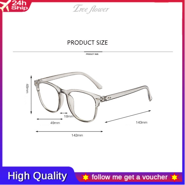 Mắt kính Gọng Vuông Trong Suốt Chống Cận Thị Góc Rộng 0 -1.0 -1.5 -2.0 To -6.0