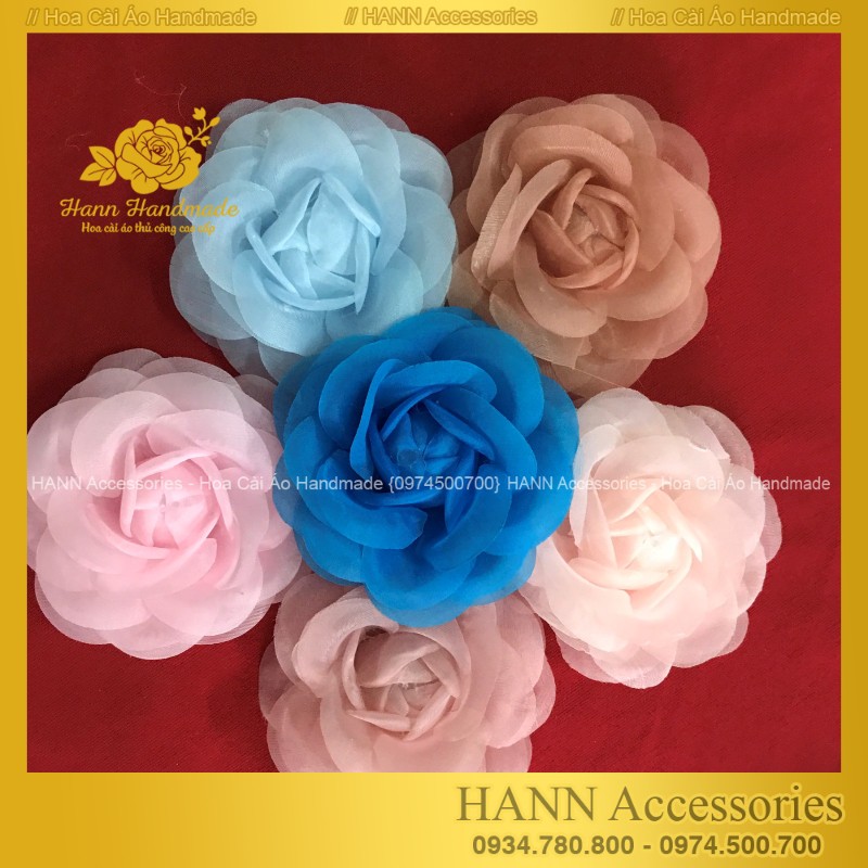 Hoa cài áo handmade chất liệu vải cao cấp, phụ kiện thời trang sang chảnh, Bông Cài Váy Áo, Trâm Cài Áo