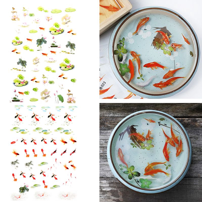 Bộ đồ dùng hình cá vàng 3D chất liệu resin trang trí nhà cửa xinh xắn bắt mắt