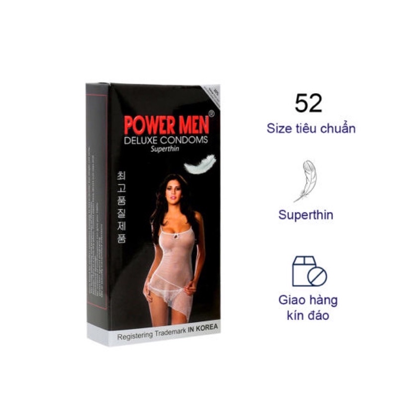 Bao cao su POWER MEN Superthin siêu mỏng hộp 12 cái