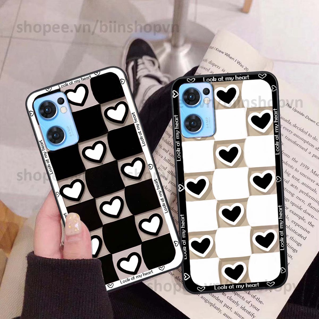 Ốp Oppo Reno7 / Reno7 Z 5G / Reno 7 caro trái tim nhiều màu sắc, đầy cá tính, khẳng định phong cách