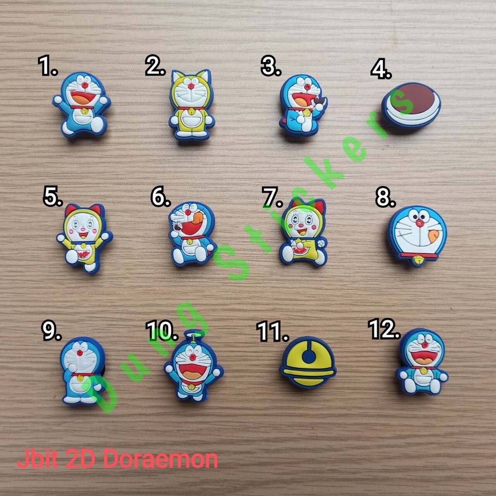 [2D] Sticker - Jibbitz - Nút gắn dép sục 2D hình Doraemon