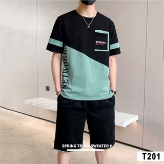 Bộ quần áo nam, Bộ cộc tay thể thao, Sét áo cộc tay và quần đùi vải thun cotton mới 2022, vải đẹp, dày dặn, thoáng mát