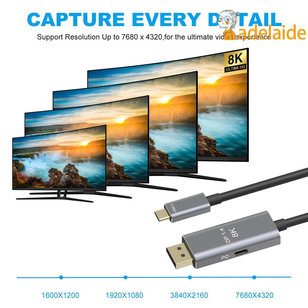 Cáp Chuyển Đổi Usb C Dp 1.4 Sang Displayport 1.4 8k 1 / 2 / 3m