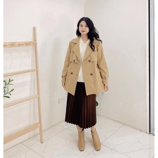Trench coat tay bo be vàng