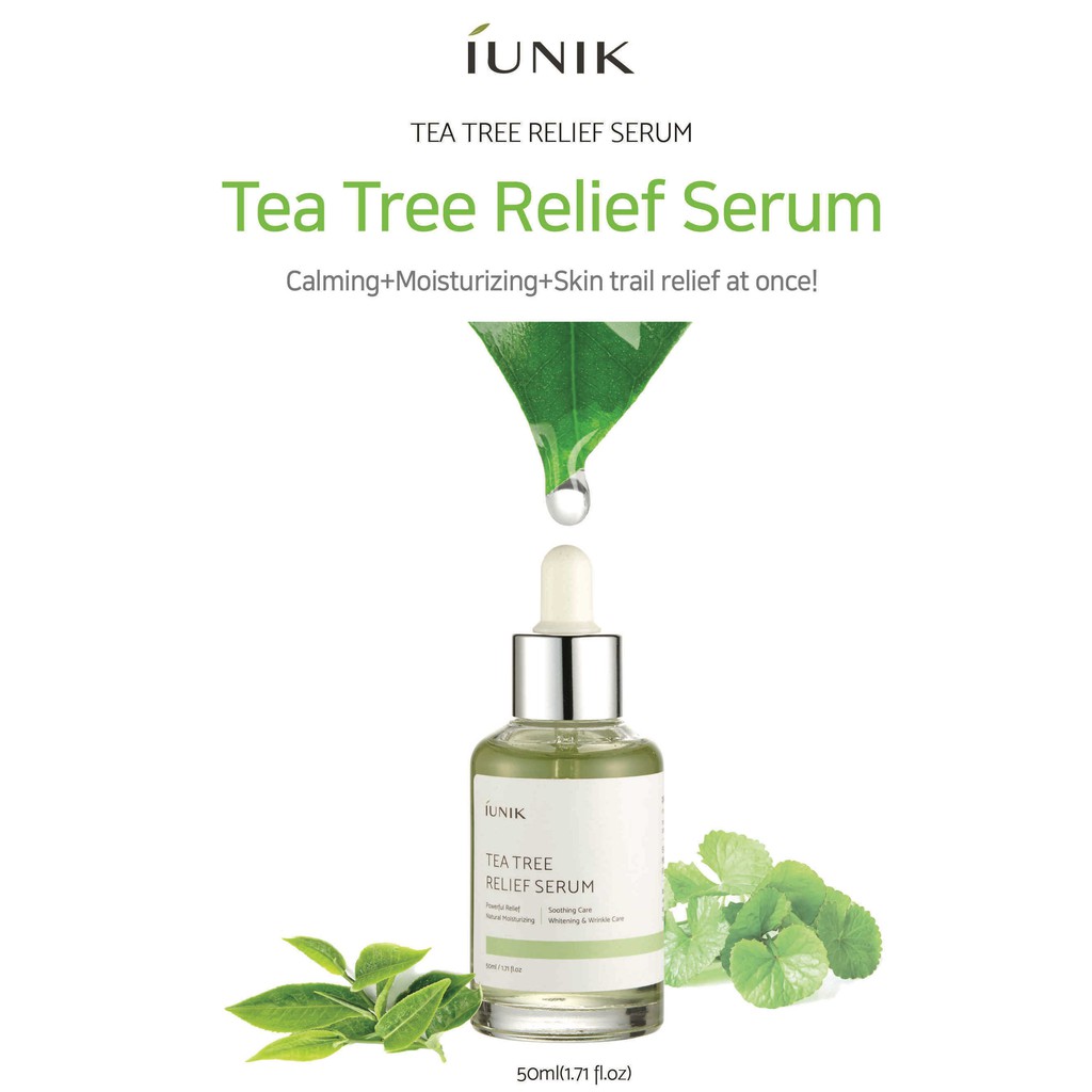 Tinh Chất Chiết Xuất Tràm Trà cho da mụn, nhạy cảm Iunik Tea Tree Relief Serum