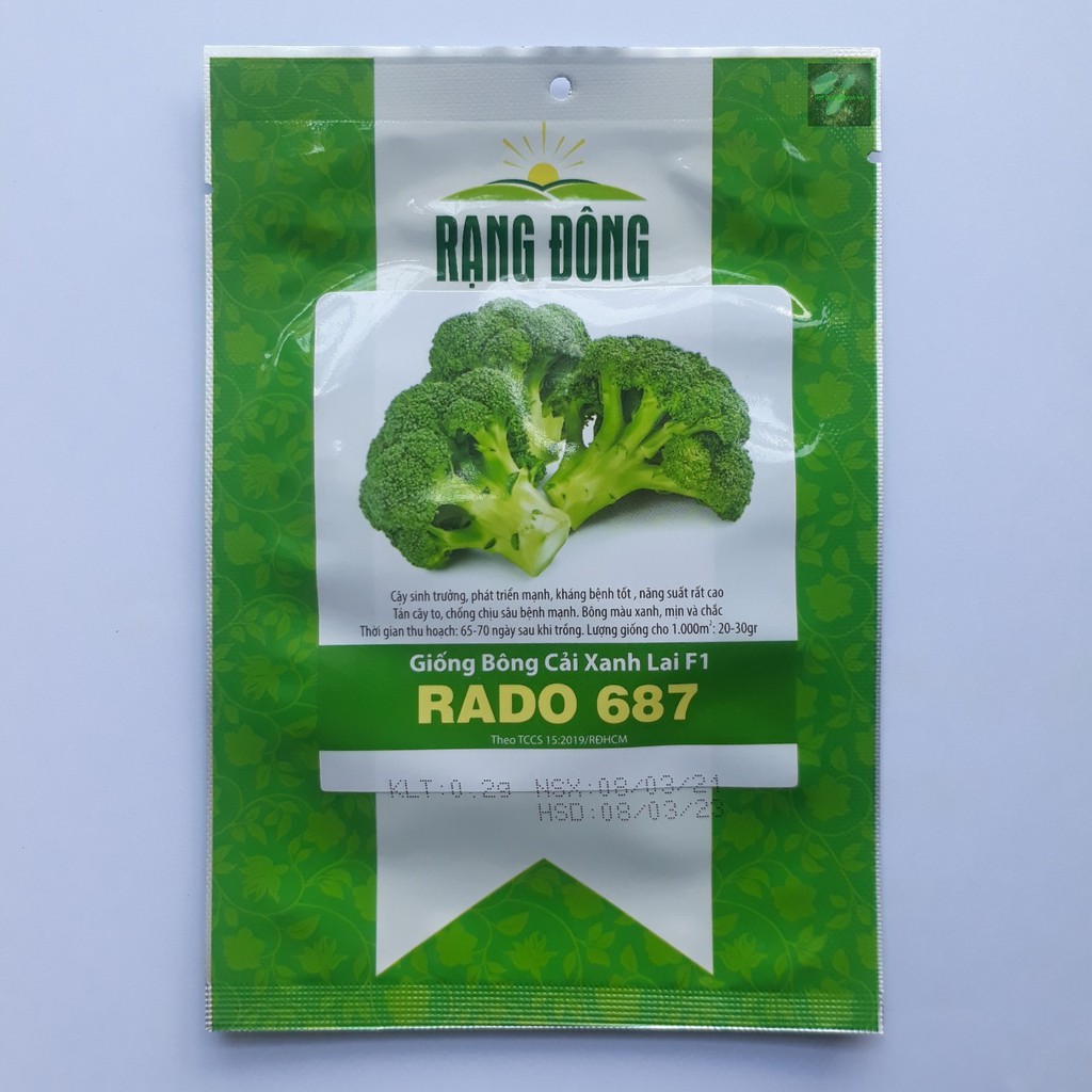 [Seeds] Hạt giống Súp Lơ Xanh (Bông cải xanh) Rado, đóng gói 1gr