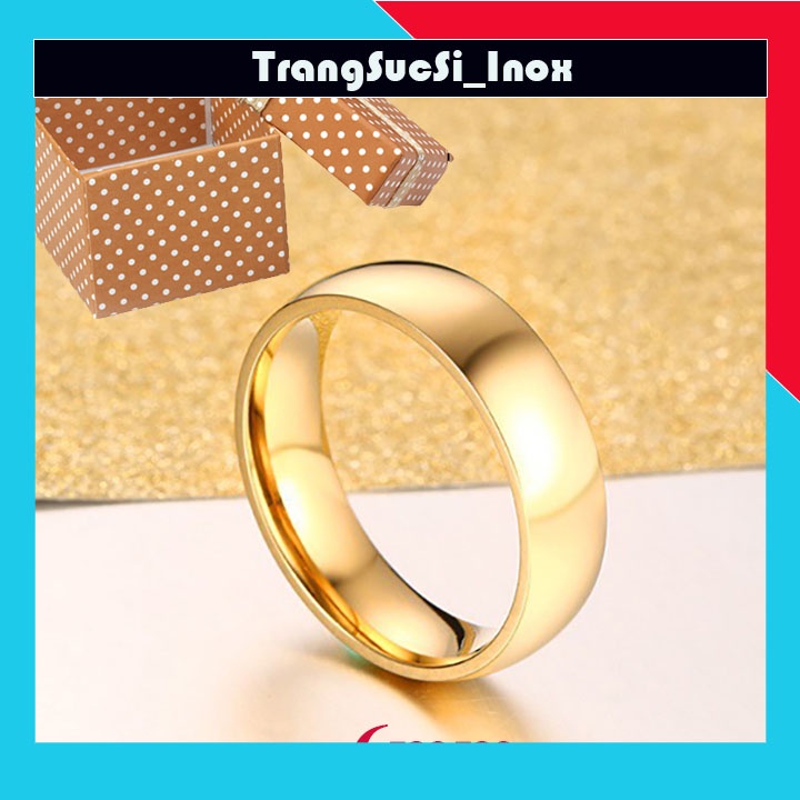 Sỉ Nhẫn inox bảng mo tròn 6mm sáng đẹp, không đen, không gỉ, hợp thời trang