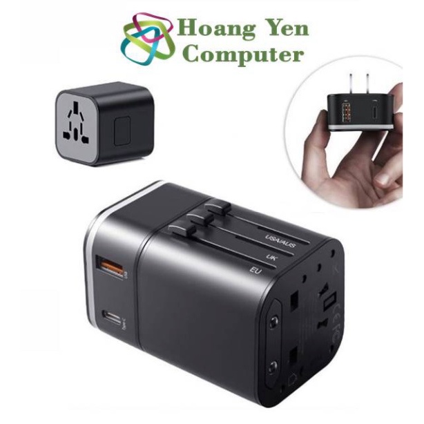 [FREE SHIP] Cốc Sạc Đa Năng Baseus Universal Travel (3 Loại Chân Cắm, Sạc Nhanh QC3.0, PD 18W) - BH 12 Tháng Chính Hãng