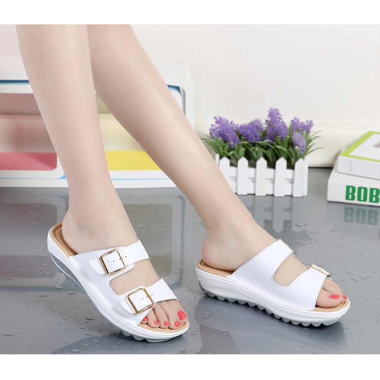 Dép da chống trơn trượt - Cực kỳ mềm mại - dép da đi biển - dép da cho bà bầu - Da bò 100% 2 lớp