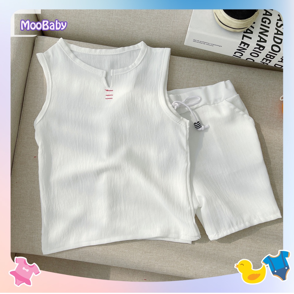 Bộ quần áo ba lỗ sát nách bé trai bé gái, chất đũi cao cấp,thoáng mát cho bé từ 6-19kg