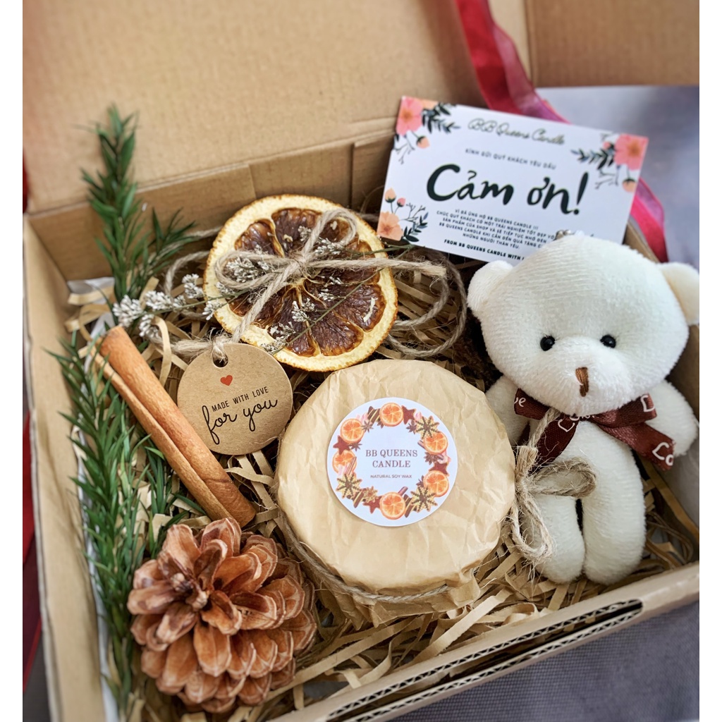 NẾN THƠM Handmade 100 gr kèm gấu bông Teddy , Set quà tặng _ Hương thơm 4 mùa