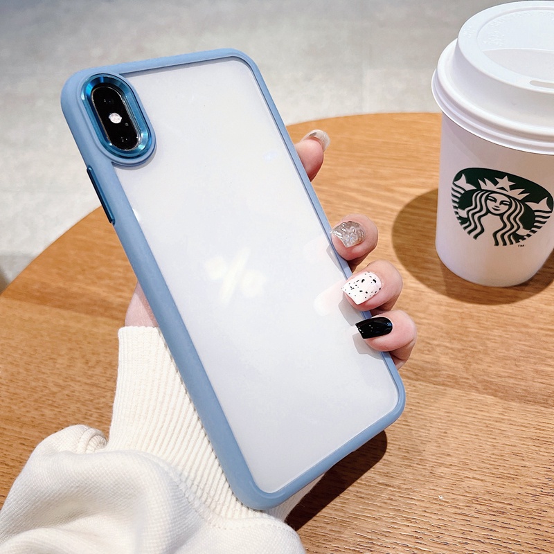 Ốp Điện Thoại Cứng Trong Suốt Viền Kim Loại Chống Sốc Chống Rơi Vỡ Cho iPhone Xs Max X XR 8 7 Plus