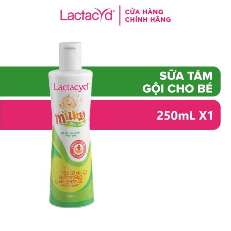 ( Chính hãng ) Sữa tắm gội trẻ em Lactacyd Milky 250ML - Bảo vệ kép, sữa tắm rôm sảy, dưỡng da cho bé. A Lá Kids