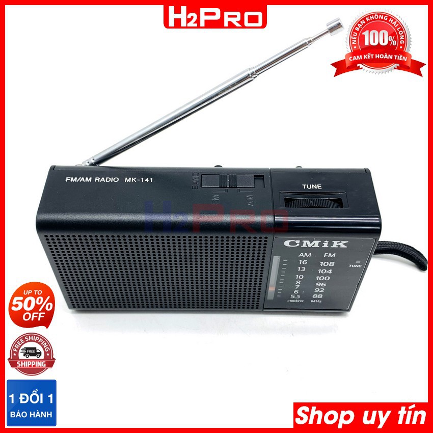 Đài radio FM-AM CMIK MK141 H2Pro có jack cắm tai nghe, đài fm-am bỏ túi nhỏ gọn, sang trọng (tặng đôi pin AA 5K)