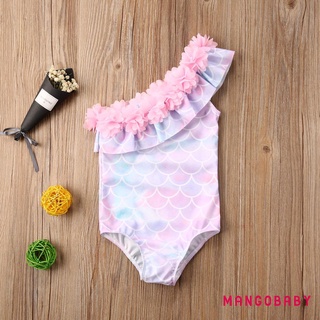 Bộ Đồ Bơi Liền Thân Cổ Nhún Bèo Viền Hoa Xinh Xắn Cho Bé Gái