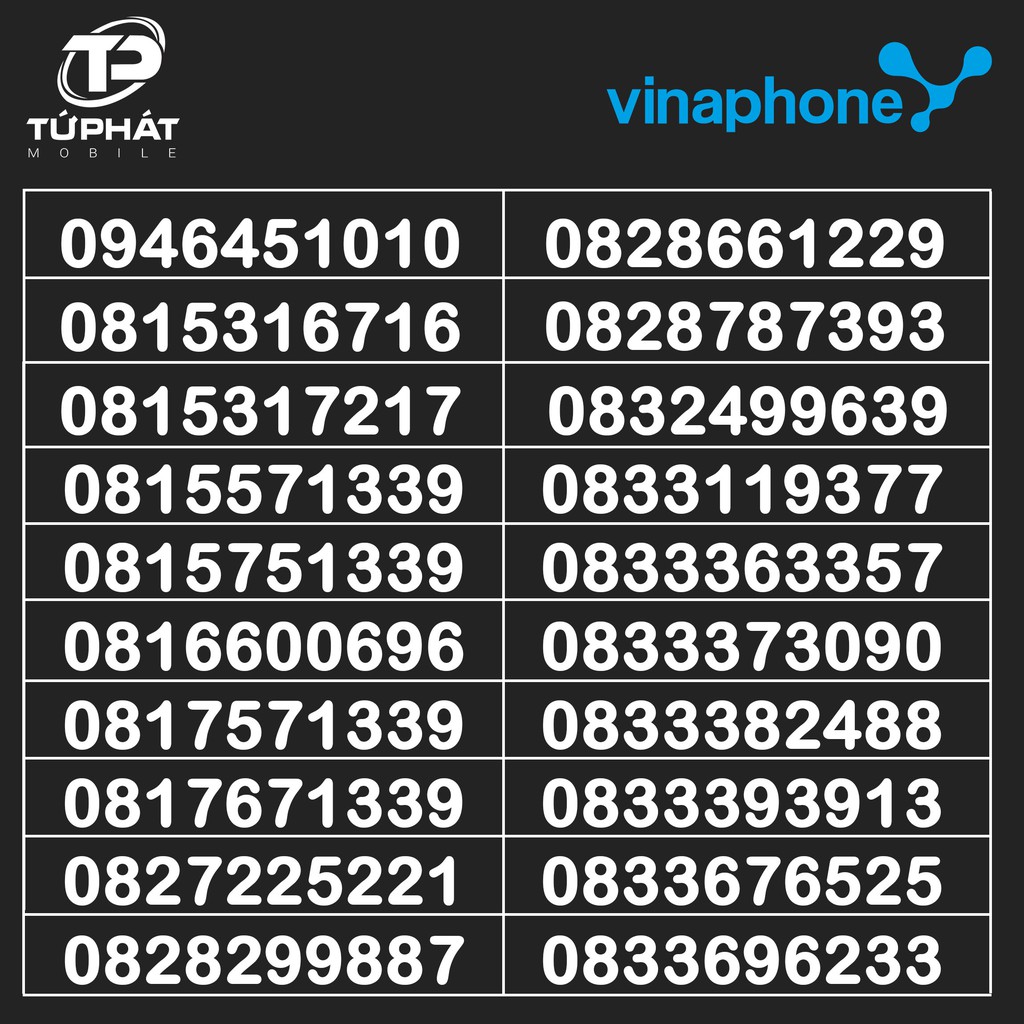 List VP66 Sim số đẹp VinaPhone đầu số ấn tượng - hợp phong thủy tại Cửa hàng Tứ Phát Mobile