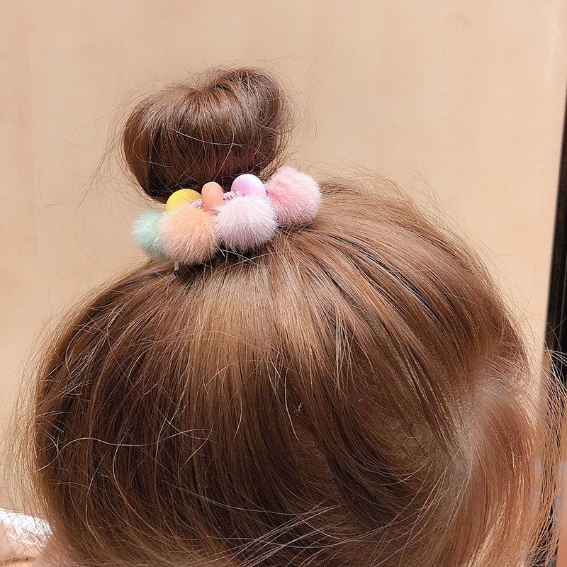 Dây Buộc Cột Tóc Cục Bông Nhiều Màu Xinh Xắn Dễ Thương Mainia Shop