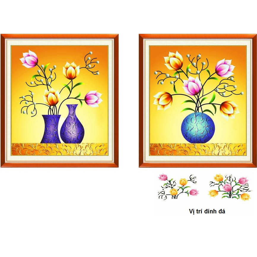 Tranh đính đá hoa treo cầu thang