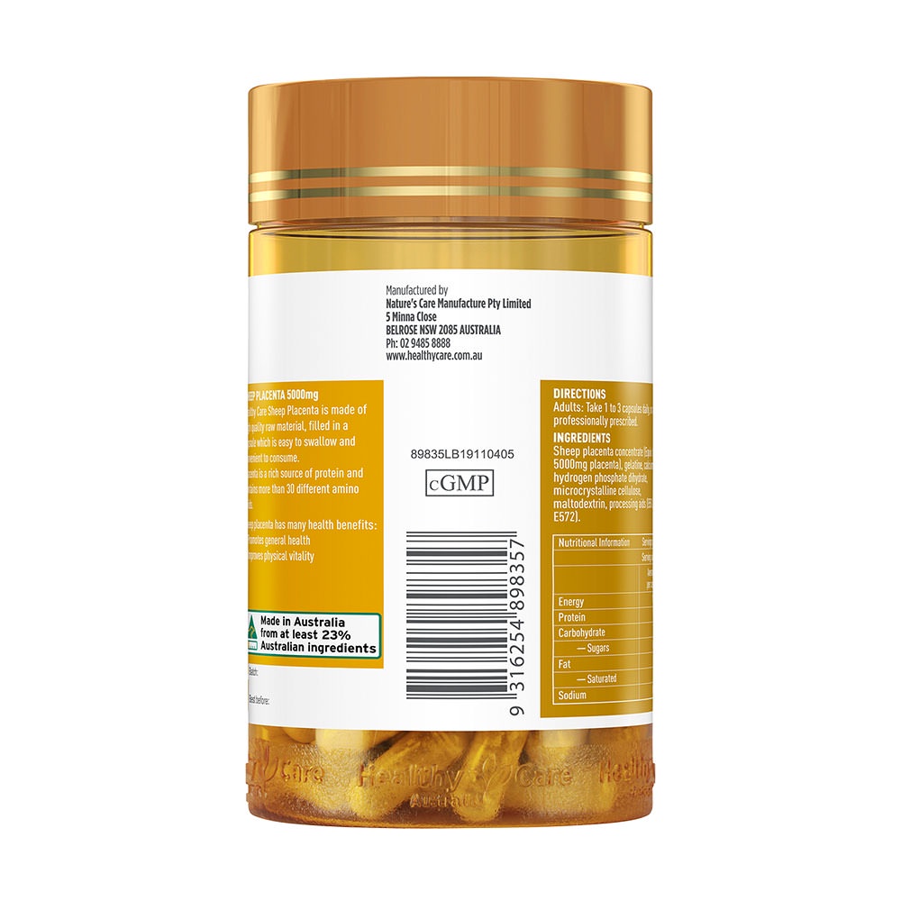 Viên uống nhau thai cừu Healthy Care Sheep Placenta 5000mg 100 viên của Úc