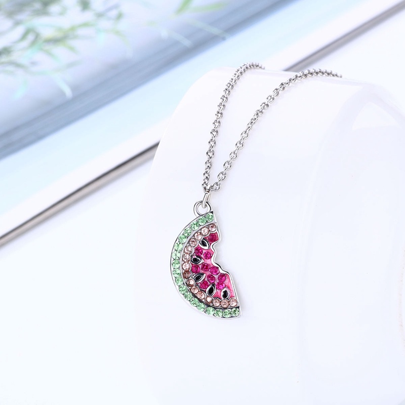 Vòng cổ Mặt Hình Trái Dưa Hấu Đính Đá Zircon Nhiều Màu Dễ Thương Thời Trang Mùa Hè Cho Nữ