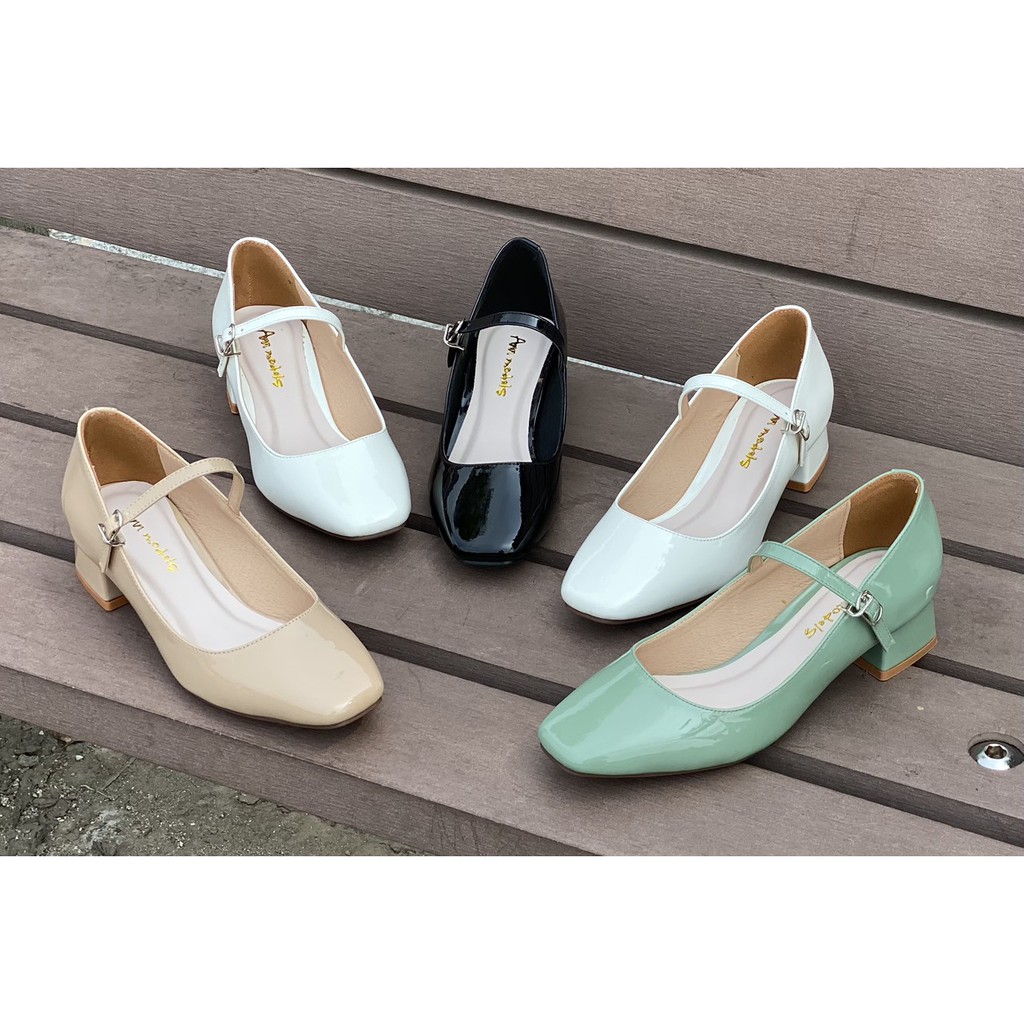Giày Cao Gót Nữ Mary Jane Mũi Vuông Vintage Cao 3cm - GMR1004