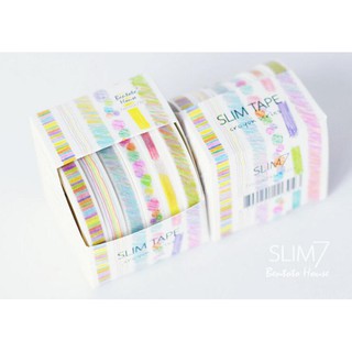 Set washi tape 6 màu hoa văn khổ 0.7cm