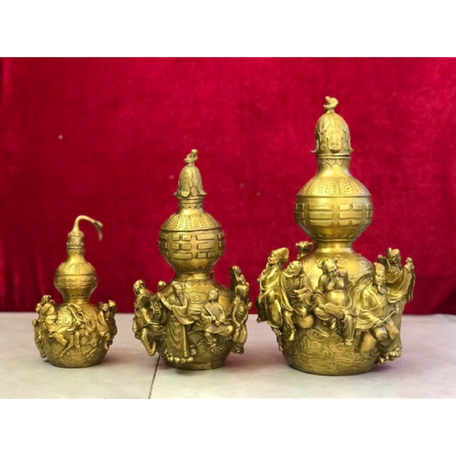 Hồ lô Bát Tiên vàng vật phẩm phong thuỷ bằng đồng