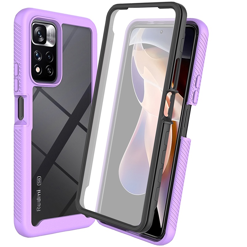 Ốp Điện Thoại Trong Suốt Bảo Vệ Toàn Diện 360 Độ Kèm Miếng Dán Màn Hình PET Cho Xiaomi Redmi Note 11 Pro Plus 5G