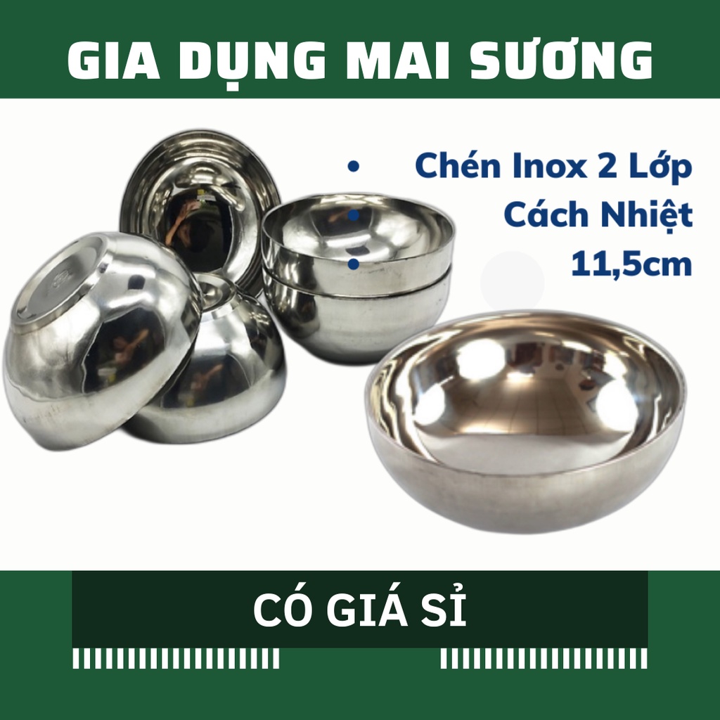 [Giá Sỉ] Chén Inox Trơn 2 Lớp Cách Nhiệt Loại Xịn