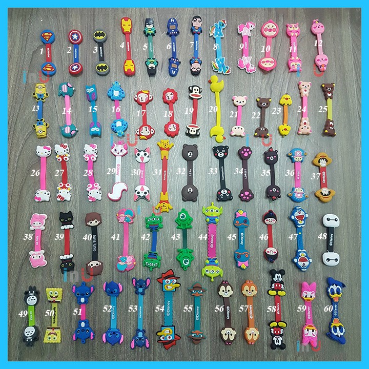 HCM - Dây kẹp gọn dây sạc tai nghe điện thoại chuột máy tính hoạt hình siêu anh hùng, vịt vàng, minion