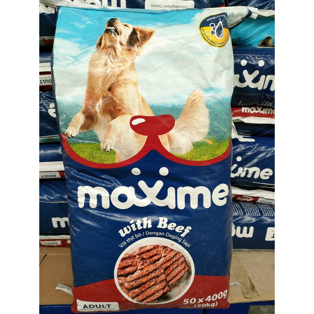 Thức ăn chó lớn Maxime vị thịt bò 400gam.