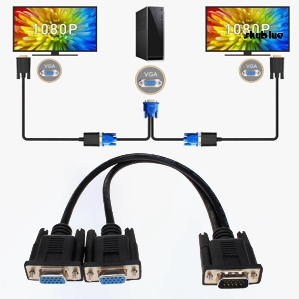 Cáp Chia VGA 1 Đầu Mini Sang 2 Đầu Cắm Chuyên Dụng Cho Máy Tính / Laptop