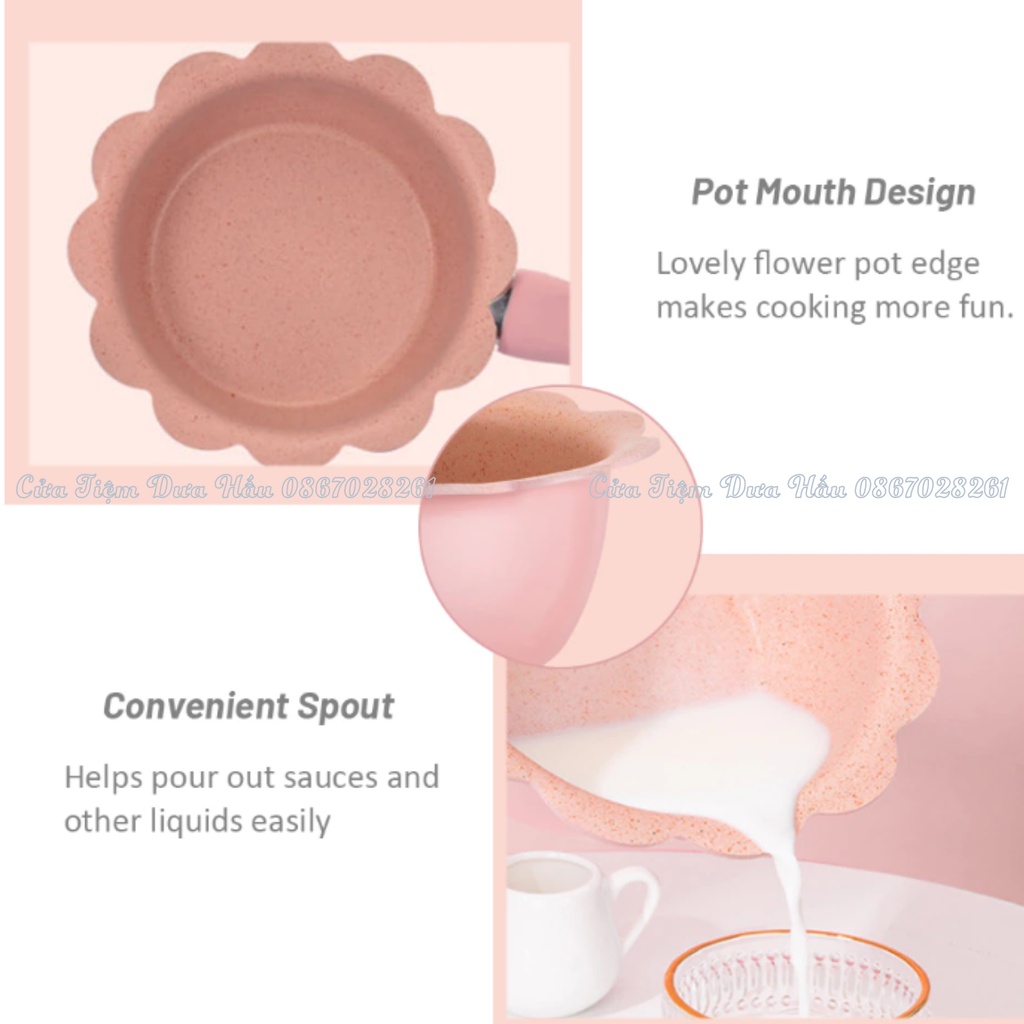 Bộ Nồi Chảo Ăn Dặm Hình Bông Hoa Chống Dính, Màu Xanh, Màu Hồng, Màu Đỏ Cho Bé - Baby Galaxy Official