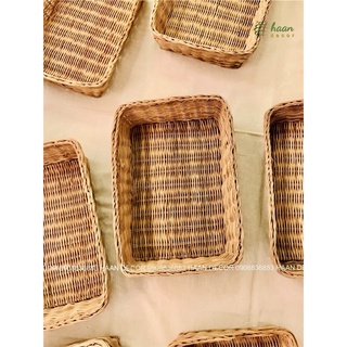 Khay mây hình chữ nhật; Giỏ mây đựng bánh mì, đựng bánh keo, thực phẩm, decor; Giỏ đựng quần áo