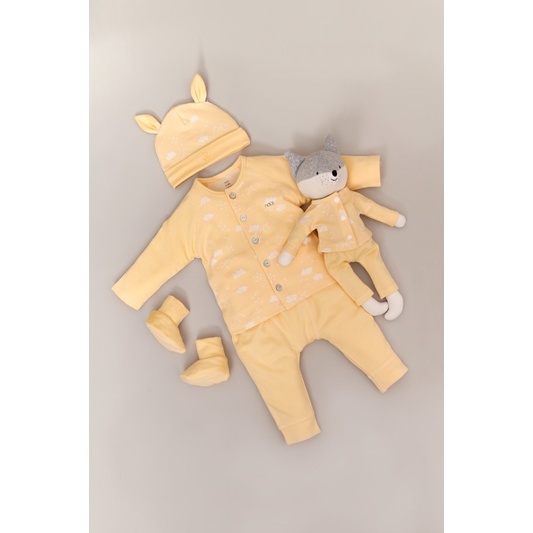 Bộ Nous CTD Velours mây vàng/xanh/0-12m