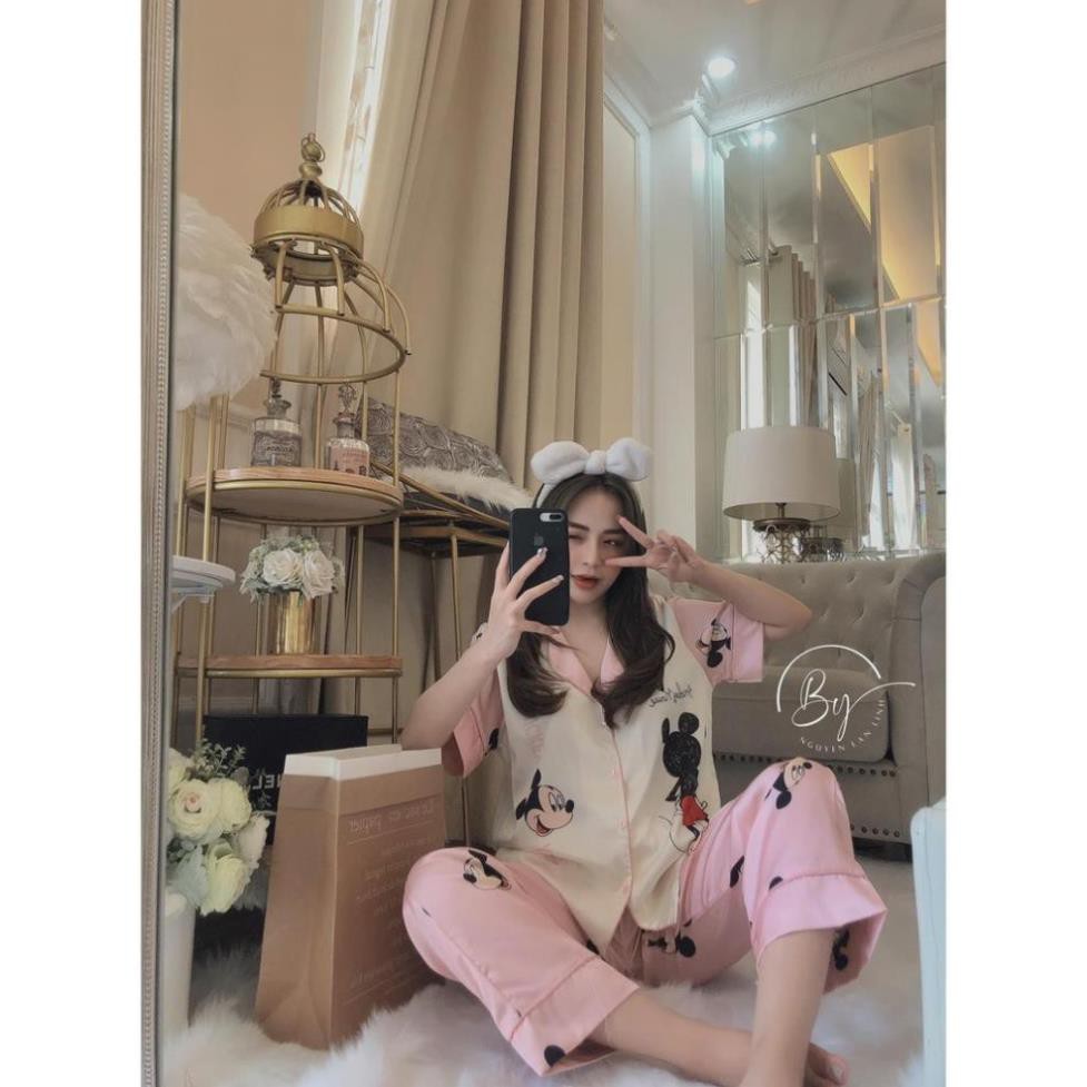 Pijama Lụa SATIN, LATIN nhà SAM chuột mickey siêu xinh, kute pho mai que Form dưới 60 kí  ྇ ༴