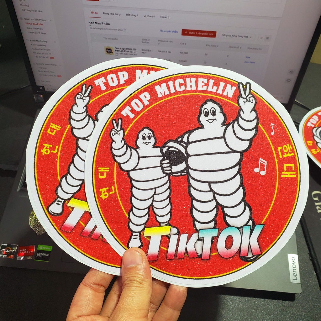 Tem Michelin Man dán trang trí xe | Logo Búp bê Tik Tok Michelin Hà Nội Phố Xe Tải