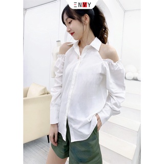 Áo sơ mi cotton hở vai kiểu envy s215