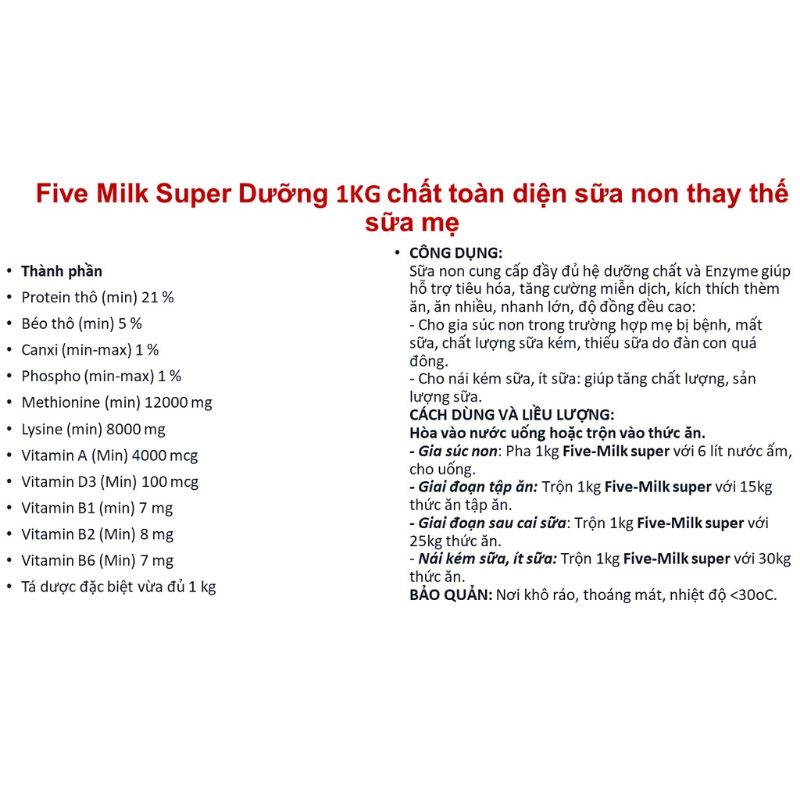 1kg sữa non cho chó mèo lợn heo con dê cừu trâu bò bê nghé tha,y th,e sữa mẹ, thơm ngon bổ dưỡng, vitamin thú y