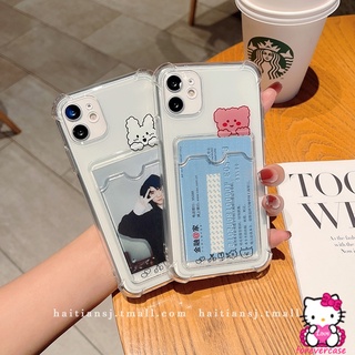 Ốp điện thoại TPU mềm có ngăn đựng thẻ in hình gấu/thỏ cho OPPO A16 A3S A7 A5S A12 A95 A15S A11K A12E A35 A54 A74 A15