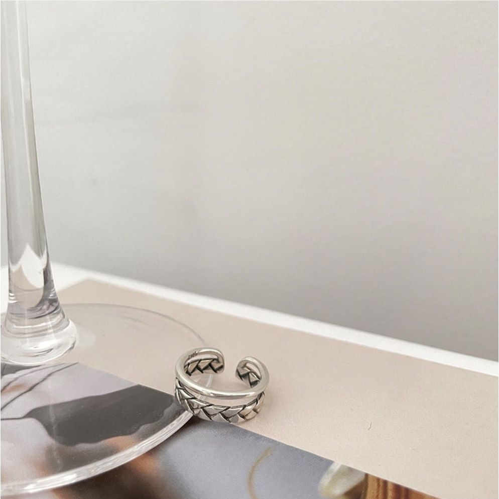 Nhẫn nữ hở tuỳ chỉnh size đeo ngón út mạ bạc phong cách Âu Mỹ độc lạ Boho