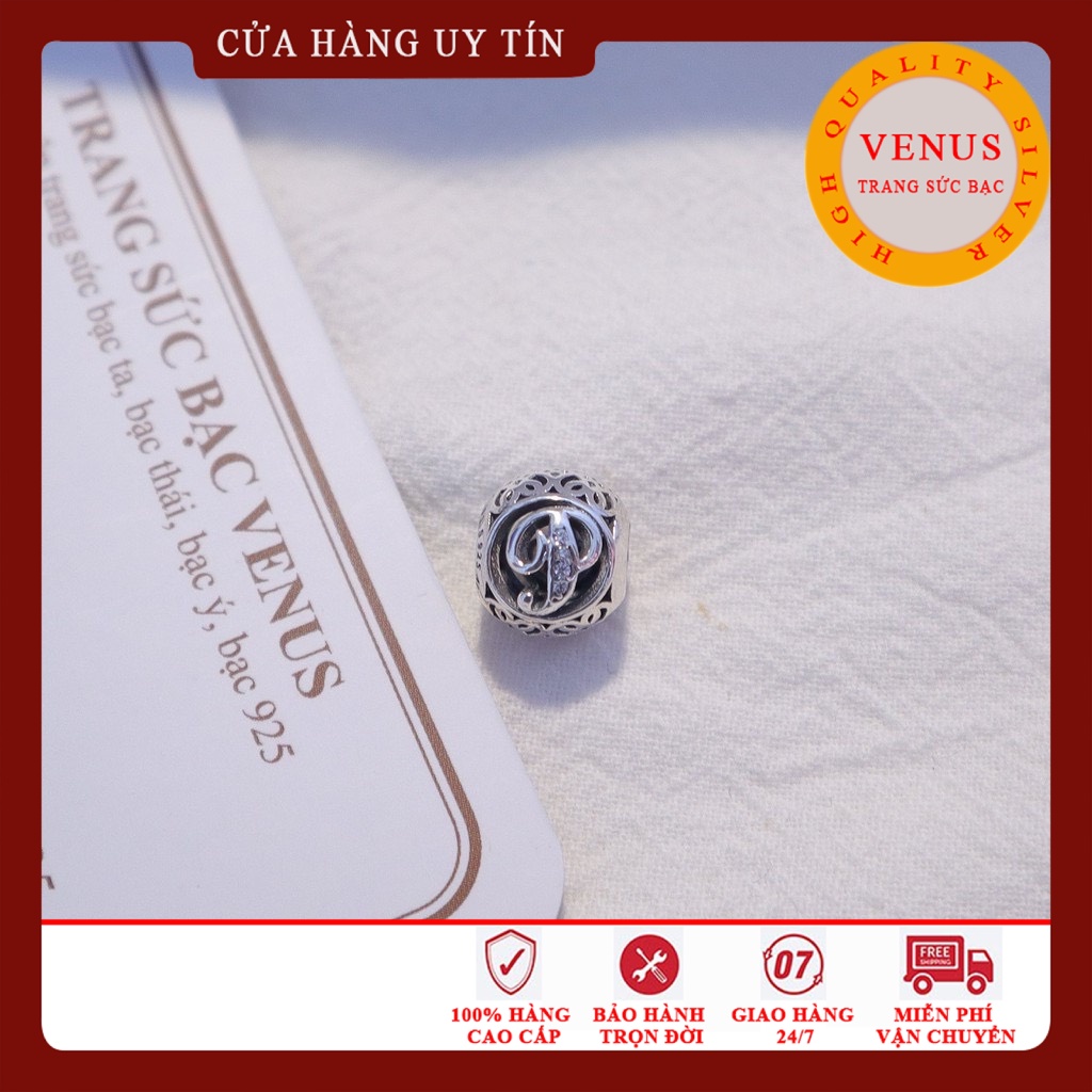 [Charm bạc 925 cao cấp] Charm chữ cái dạng Vintage- Mã sản phẩm VENUSCVI