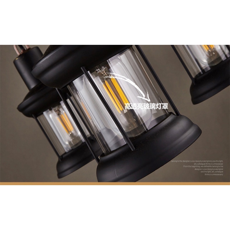 Retro tàu gỗ đèn chùm thả trần decor vintage trang trí nhà hàng, quán bar phong cách cổ điển