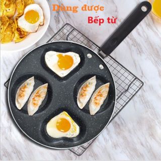 Chảo rán trứng ốp la 4 ô dùng cho cả bếp từ, mọi loại bếp,