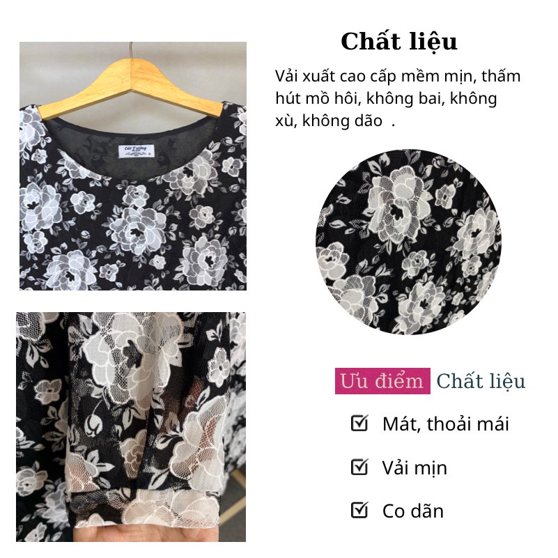 Áo ren hoa sang trọng , quí phái - Thời trang trung niên cho Bà , cho Mẹ - Áo ren hoa - Bigsize Cát Tường