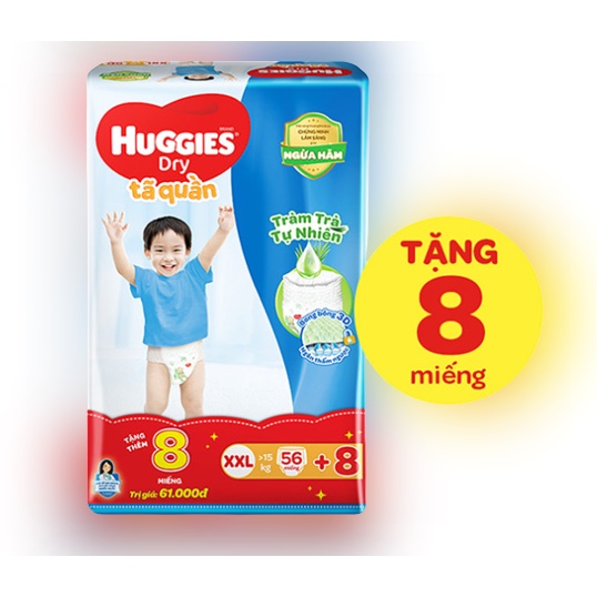 {Tặng 8 miếng }Tã/bỉm quần HUGGIES M74/L68/XL62/XXL56 [Phiên bản giới hạn TRÀM TRÀ]