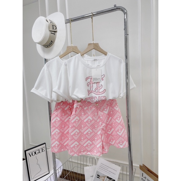 ✔ 𝗙𝗥𝗘𝗘 𝗦𝗛𝗜𝗣 SÉT FENDYY HỒNG SIÊU ĐẸP SIÊU CÁ TÍNH ÁO THUN COTTON HÀNG L1 Ạ
