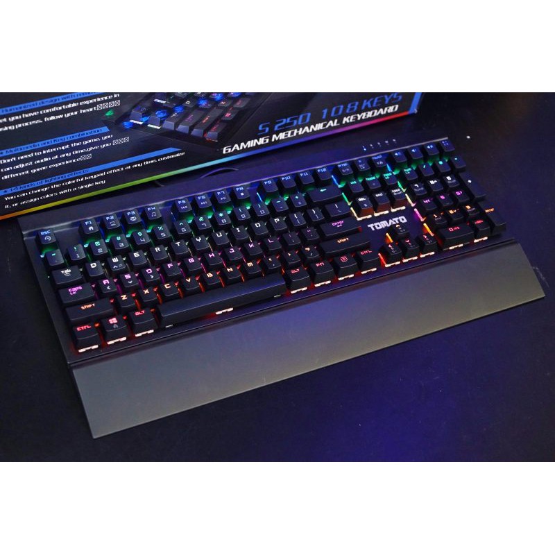 [Mã ELTECHZONE giảm 6% đơn 500K] BÀN PHÍM CƠ TOMATO S250 LED RAINBOW CÓ KÊ TAY ĐI KÈM Chopper Gaming Gear