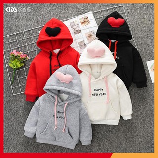Áo nỉ hoodie happy newyear cho bé gái skids store